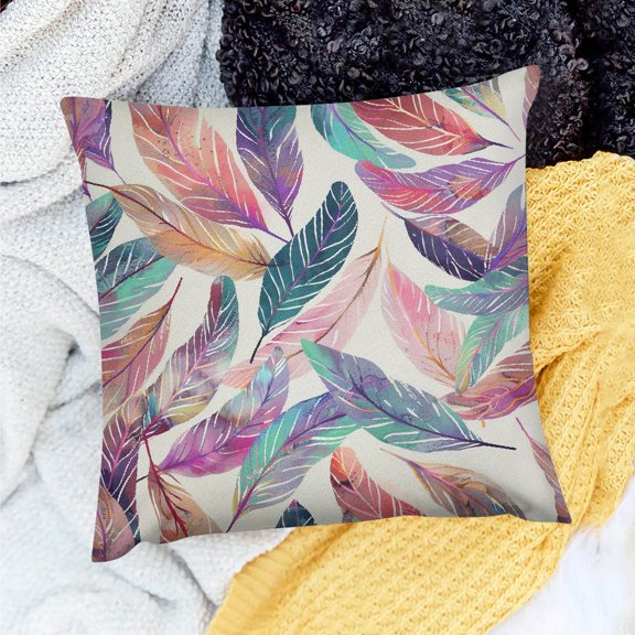 YILUYINQING Feather Pattern Pillow Cushion Case for Home Sofa Couch 18x18in