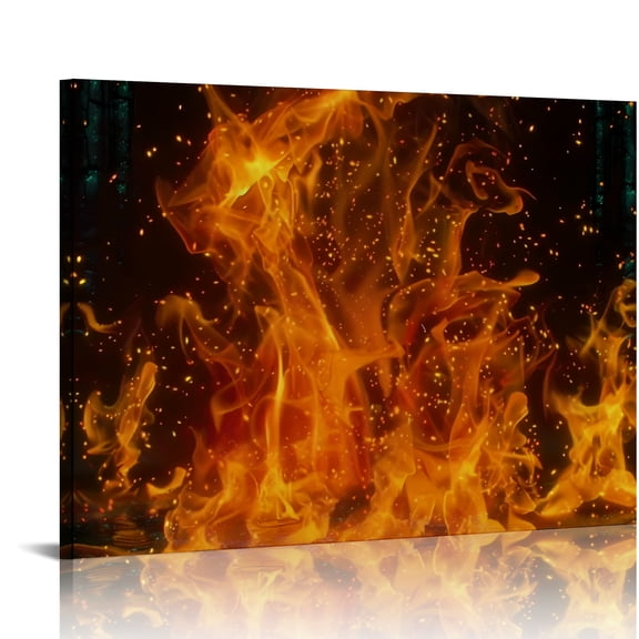 YILUYINQING Flames Fire Darkness Modern Canvas Prints Wall Art Decor for Home Bathroom Ready To Hang Room Home Art Decor 16x12in