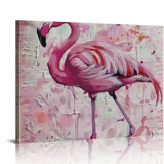 YILUYINQING Flamingo Pink Kitsch Canvas Prints Wall Art Decor for Bedroom Kitchen, Modern Art Ready To Hang Home Decoration, Set of 2 20x16in