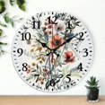 thumbnail image 1 of YILUYINQING Flower Arrangement Lace Watercolor Round Wall Clock 10x10in, 1 of 8
