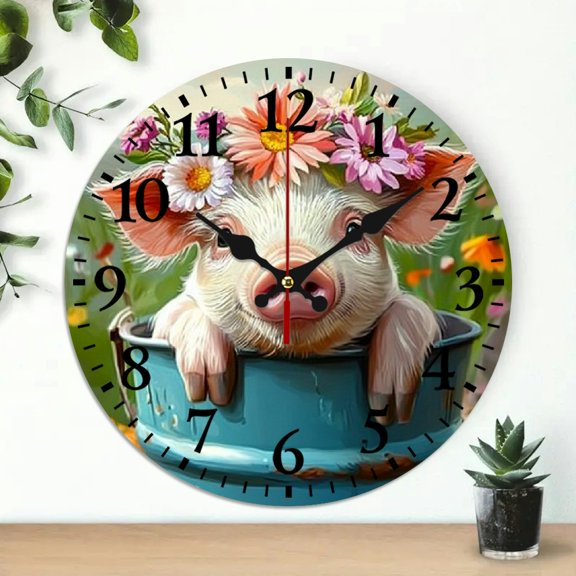 YILUYINQING Flower Crown Wall Clock, Decorative Wall Clock for Living Room, Kitchen, Dorms, Perfect Everyday Gift, 10 Inches 10x10in