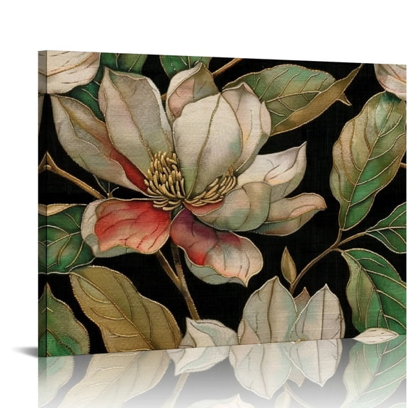 YILUYINQING Flowers Leaves Stem Canvas Wall Art Print Decor Ready To Hang Home Room Decoration Gift 16x12in