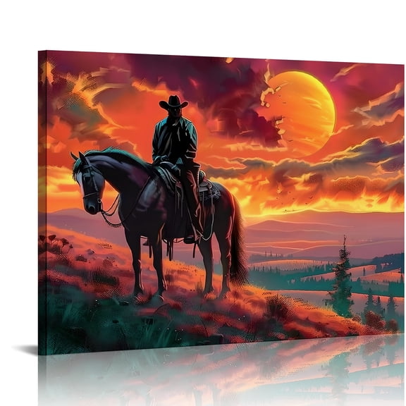 YILUYINQING Horse Sunset Fantasy Canvas Print Wall Art Home Decor 20x16in