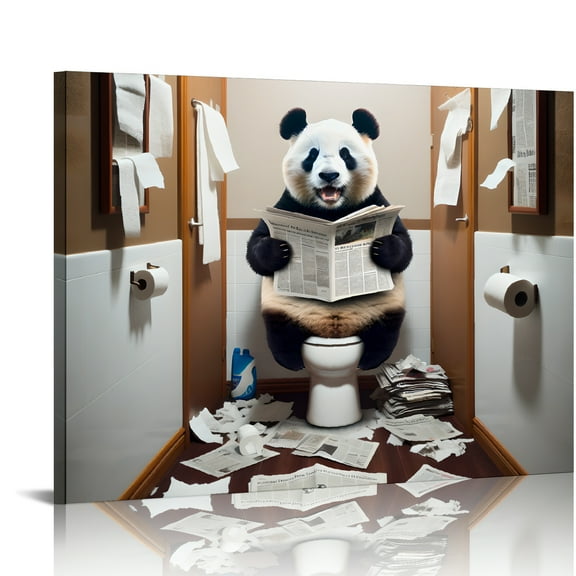 YILUYINQING Humorous Wall Art Canvas Print Home Decor for Bathroom Ready to Hang Room Decor 16x12in