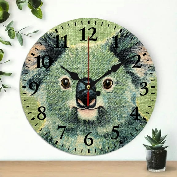 YILUYINQING Koala Wooden Wall Clock, Silent Mechanical Movement, Perfect for Living Rooms, Kitchens, Dorms, 10-Inch Screen 10x10in