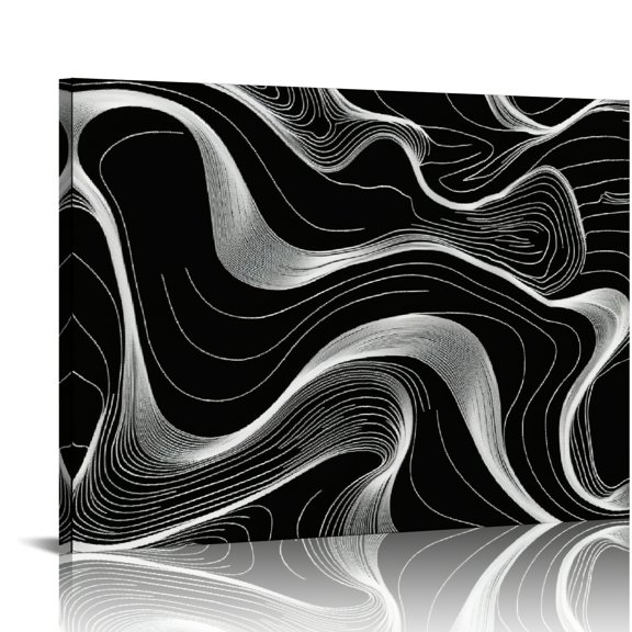 YILUYINQING Lines Curves Abstract Canvas Wall Art Decor for Home Ready To Hang Room Decor 16x12in