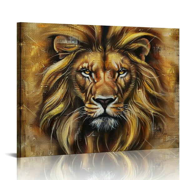 YILUYINQING Lion Canvas Print Wall Art Decorations for Home and Office, Ready To Hang Room Home Art Decor, Perfect Gift Idea for Various Occasions 16x12in