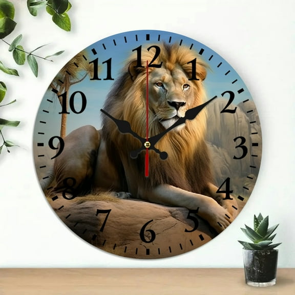 YILUYINQING Lion Rock Desert Wall Clock, Wall Decor for Living Room Battery Operated, Perfect for Decorating Kitchens, Dorms, and Everyday Gifts 10x10in