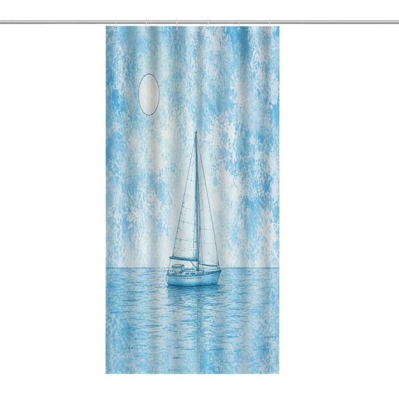 YILUYINQING Lone Sailboat Moon Sea Art,   Modern Minimalist Bathroom Shower Curtain, Waterproof and Mildew-proof, Thickened Wet and Dry Separate Shower Curtain