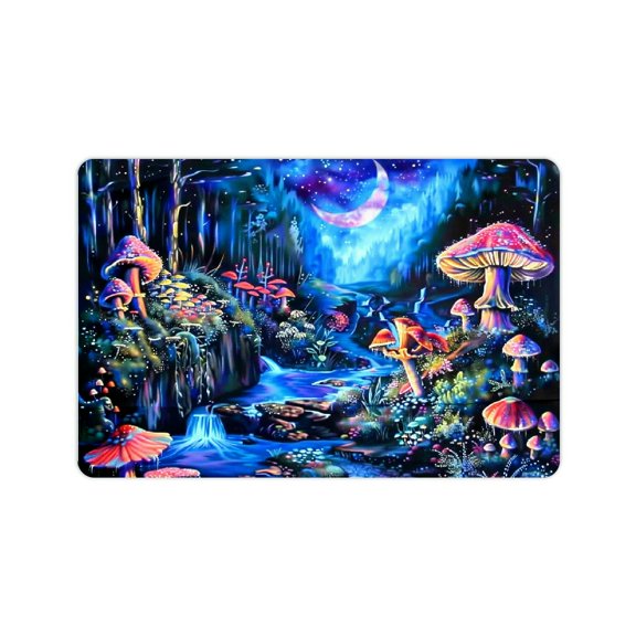 YILUYINQING Mushrooms Stream of Water Crescent Moon Diatom Mud Bath Mat for Home Use 24x16in