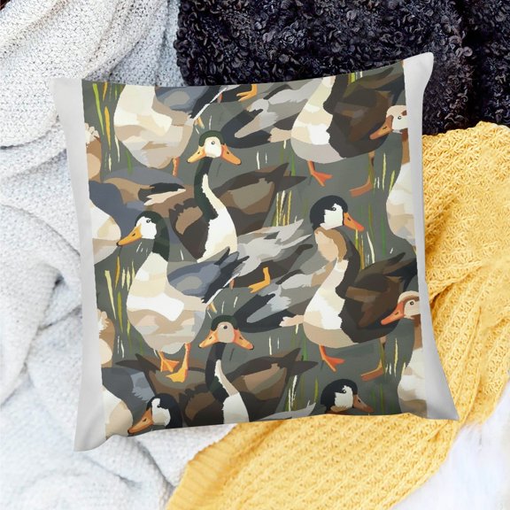 YILUYINQING Party Supplies Ducks Grass Indoor Decoration Pillow Cover 20x20in
