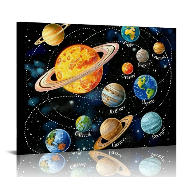 YILUYINQING Planets Space Art Print On Canvas Art Modern Canvas Prints Wall Art Ready To Hang Room Home Art Decor 16x12in