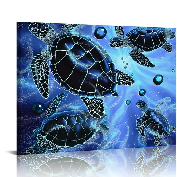 YILUYINQING Sea Turtles Ocean Water Bubbles Canvas Wall Art Decor for Bedroom Living Room Kitchen Ready To Hang Home Art 16x12in