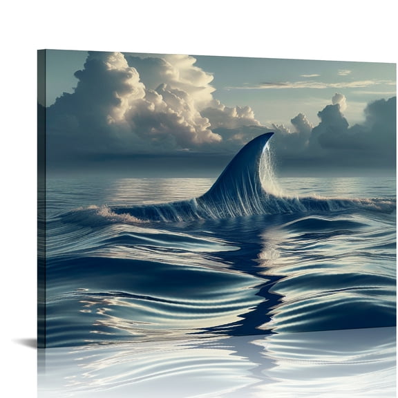 YILUYINQING Shark Fin Wall Decor Modern Canvas Prints for Bedroom Kitchen Home Art Decor, Ready To Hang Wall Art for Living Room Office Hotel Salon Bar Mediation 16x12in