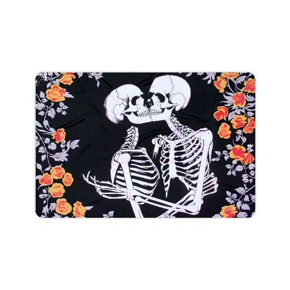 YILUYINQING Skeleton Girl Flowers Home Bath Mat Diatom Mud Rug 24x16in