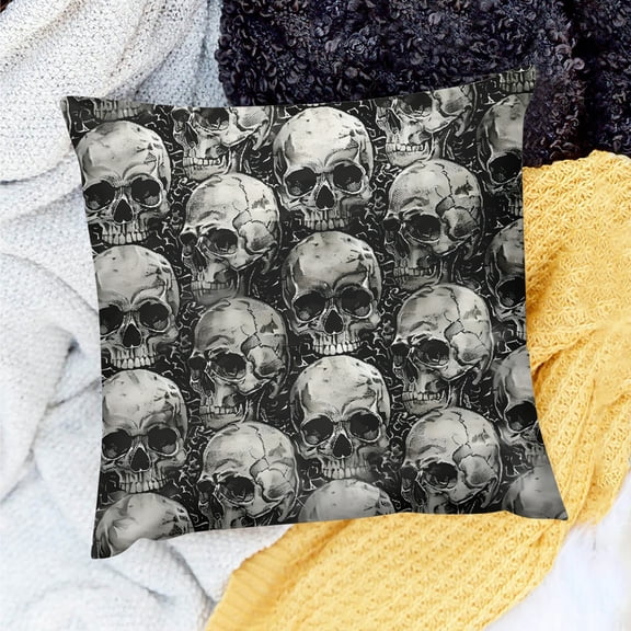YILUYINQING Skull Pattern Gothic Art Throw Pillow Cover Sofa Decor 24x24in