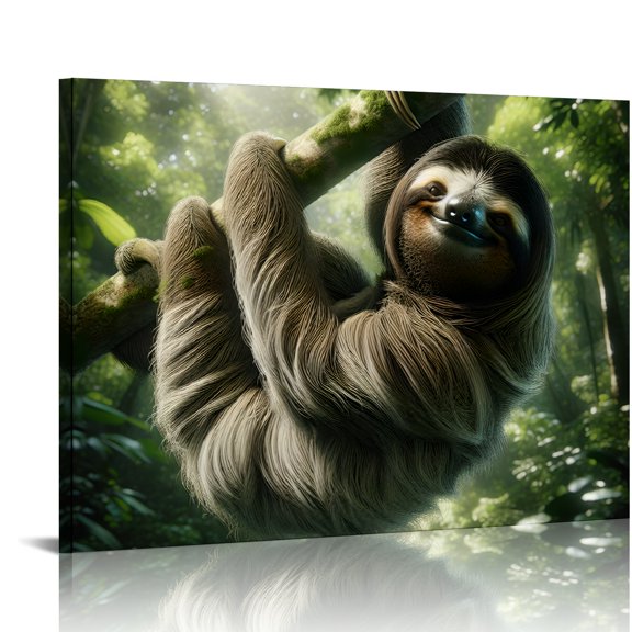 YILUYINQING Sloth Art Modern Canvas Prints Wall Decor Ready To Hang Home Art Decor 16x12in