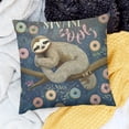 thumbnail image 1 of YILUYINQING Sloth Tree Branch Donuts Throw Pillow Cover for Sofa 18x18in, 1 of 5