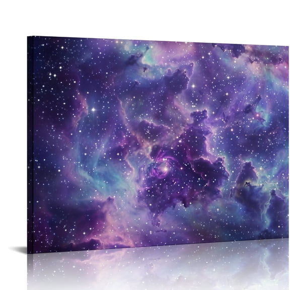YILUYINQING Star Cluster Purple Sky Stars Canvas Wall Art Print On Canvas Wall Decor For Bedroom Kitchen Ready To Hang Home Art Decor Set 16x12in