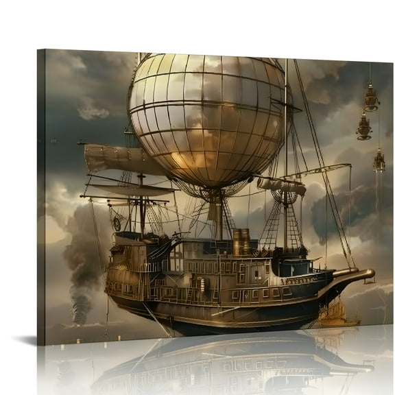 YILUYINQING Steampunk Wall Decor Canvas Prints Modern Art for Bathroom Bedroom Kitchen, Ready To Hang Home Room Art Decor 16x12in