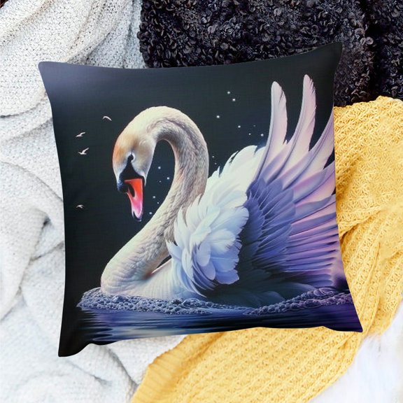 YILUYINQING Swan Water Wings Throw Pillow Cover for Sofa Couch 18x18in