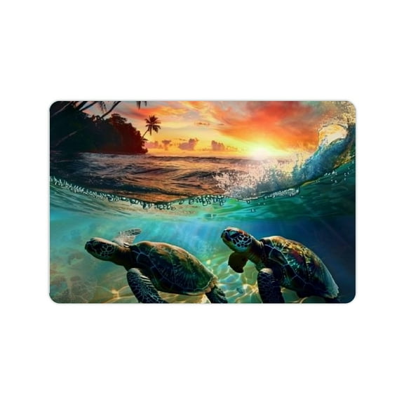 YILUYINQING Turtles Ocean Sunset Home Diatom Mud Bath Mat Quick Drying & Absorbent Rubber Backing Easy Storage Super Water Absorption 24x16in