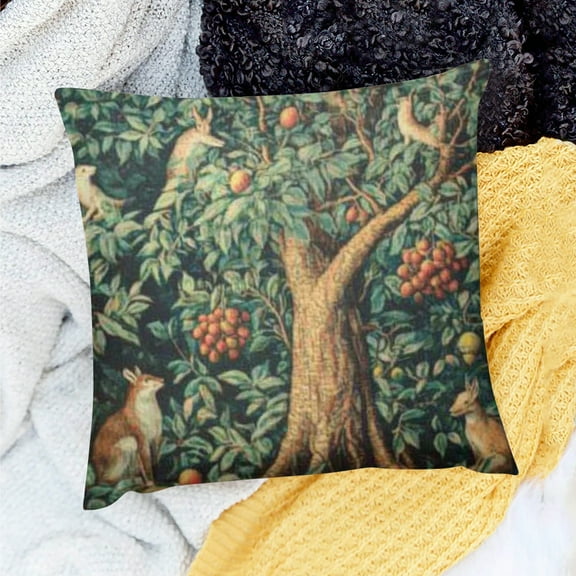 YILUYINQING William Morris Fox Hares Blue Green Floral Forest Throw Pillow Covers Decorative Outdoor Soft Pillowcases Home Decor Living Room Cushion Case for Bed Couch Car   18x18in