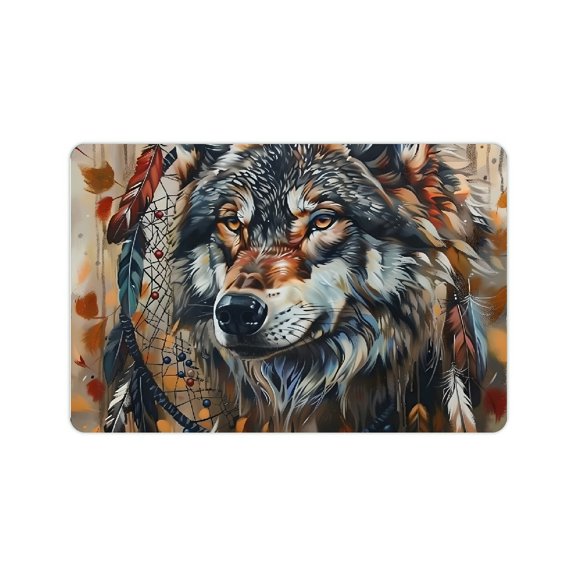 YILUYINQING Wolf Feathers Dream Catcher Diatom Mud Bath Mat Home Decor 24x16in