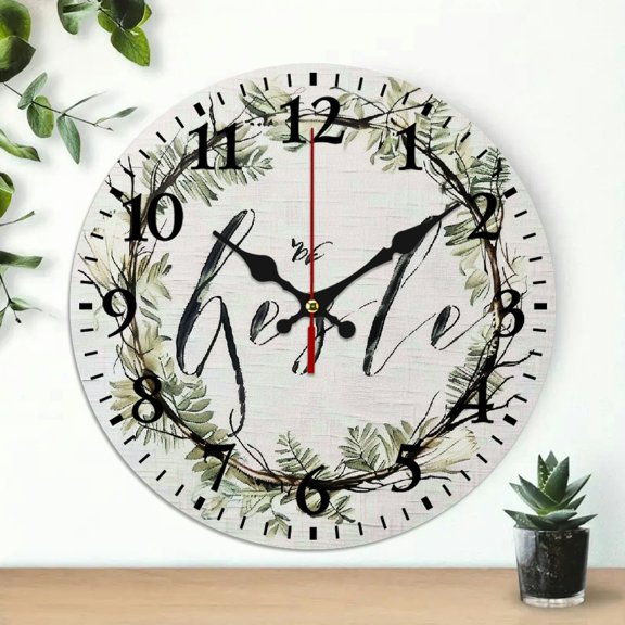 YILUYINQING Wreath Handwritten Message Wall Clock Wall Art Decor 10 Inches, Perfect for Living Rooms, Kitchens, Dorms 10x10in