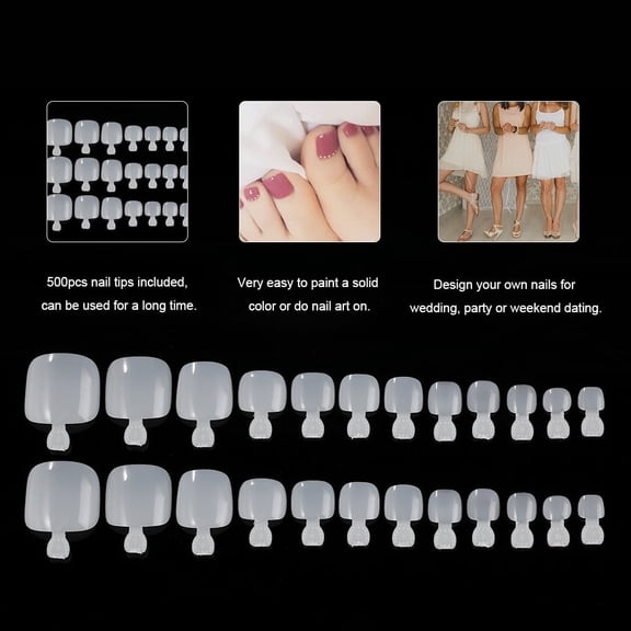 YIMART 500Pcs Fake Toenail Tips Set Nail Art Toe Decoration Full Cover False Toe Nail Tips for DIY Salon Foot Manicure Sticker Tools (Natural)