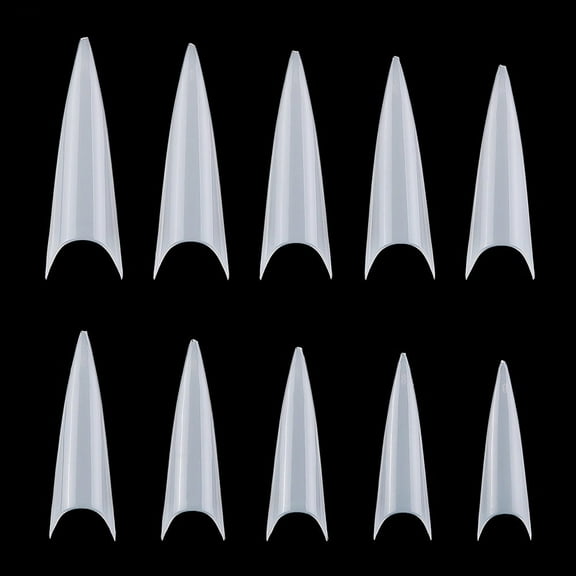 YIMART 500pcs Acrylic Medium Long Stiletto Nail Tips Easy Coffin Nails Sharp False Nail Art Tips For Nails Salon (White)