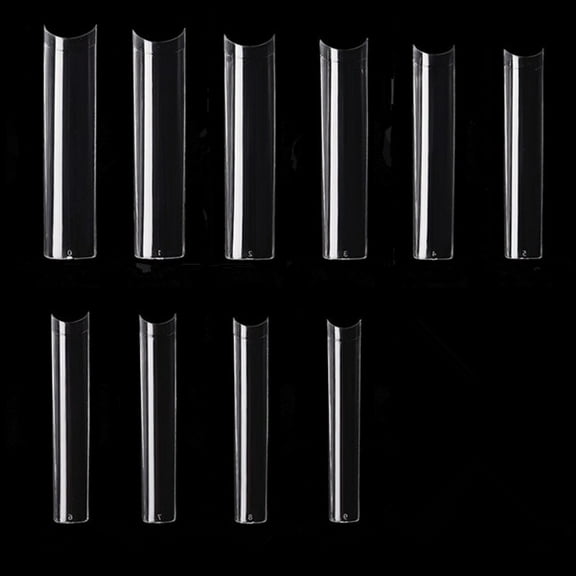 YIMART 500pcs No C Curve XXXL Square Straight False Nail Tips Half Cover Clear Natural Extra Long Fake Nails