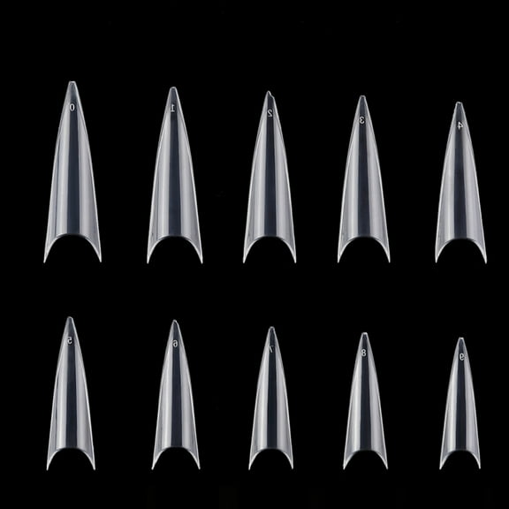 YIMART 600pcs Clear Acrylic ABS Medium Long Stiletto Nail Tips Easy Coffin Nails Sharp False Nail Art Tips For Nails Salon Press On Nails