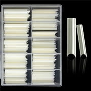 YIMART Long C Curved False Nail Tips,C Curved Nail Tips,Long C Curve False Nails,200pcs/box Natural ABS XL C Curve Fake Nails Premium Square French Acrylic Press On Nails