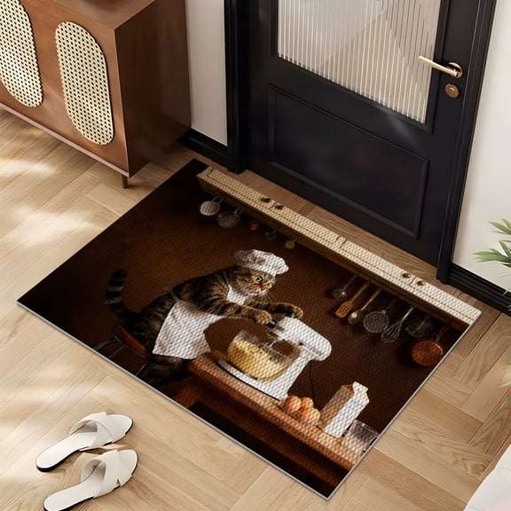 YIMEIS 1PC Cat baker Pineapple Circle Home Comfort Floor Mat Non-Slip Absorbent Wear-Resistant for Kitchen Sink Laundry Doorway