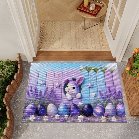 YIMEIS 1PC The Easter Bunny Pineapple Circle Home Comfort Floor Mat Non-Slip Absorbent Wear-Resistant for Kitchen Sink Laundry Doorway