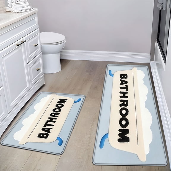 YIMEIS Bathroom Full-House Coverage Flannel Mat Set 19.7''*31.5''/17.7''*47.2'', Soft & Non-Slip, Multi-Use Rug for Bathroom, Bedroom & Hallway