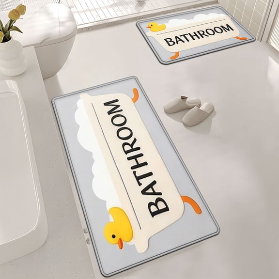 YIMEIS Bathroom Full-House Coverage Flannel Mat Set 19.7''*31.5''/17.7''*47.2'', Soft & Non-Slip, Multi-Use Rug for Bathroom, Bedroom & Hallway