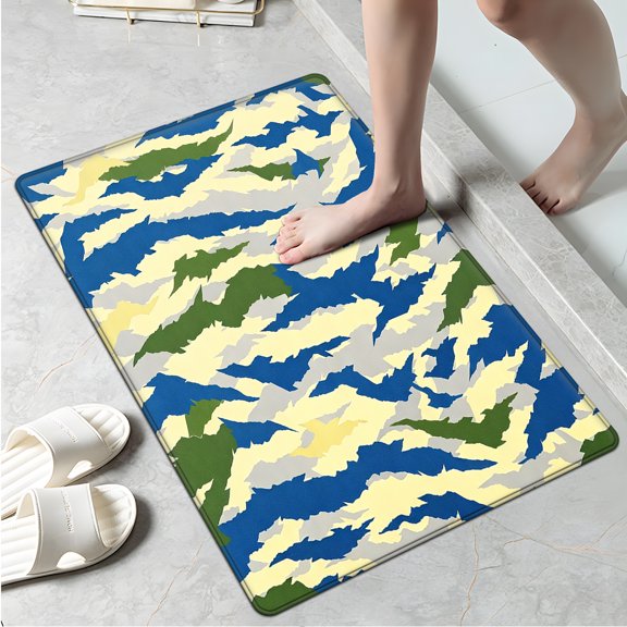 YIMEIS Camouflage Style Cloud Pattern Soft Non-slip 1Pc Flannel Mat & Kitchen Rugs,Great for Entryway Bathroom