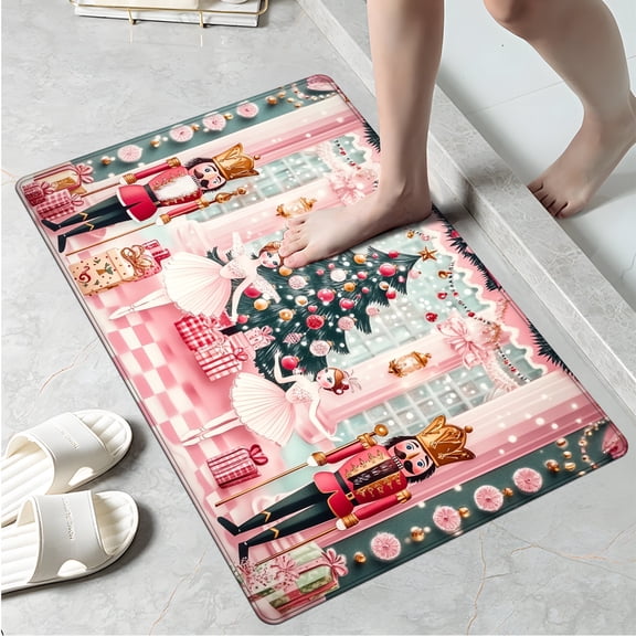YIMEIS Christmas Ballet Nutcrackers Gifts Kitchen Mat Rug Set - Perfect for Kitchen Counter, 16''*24'', Functional for Decoration