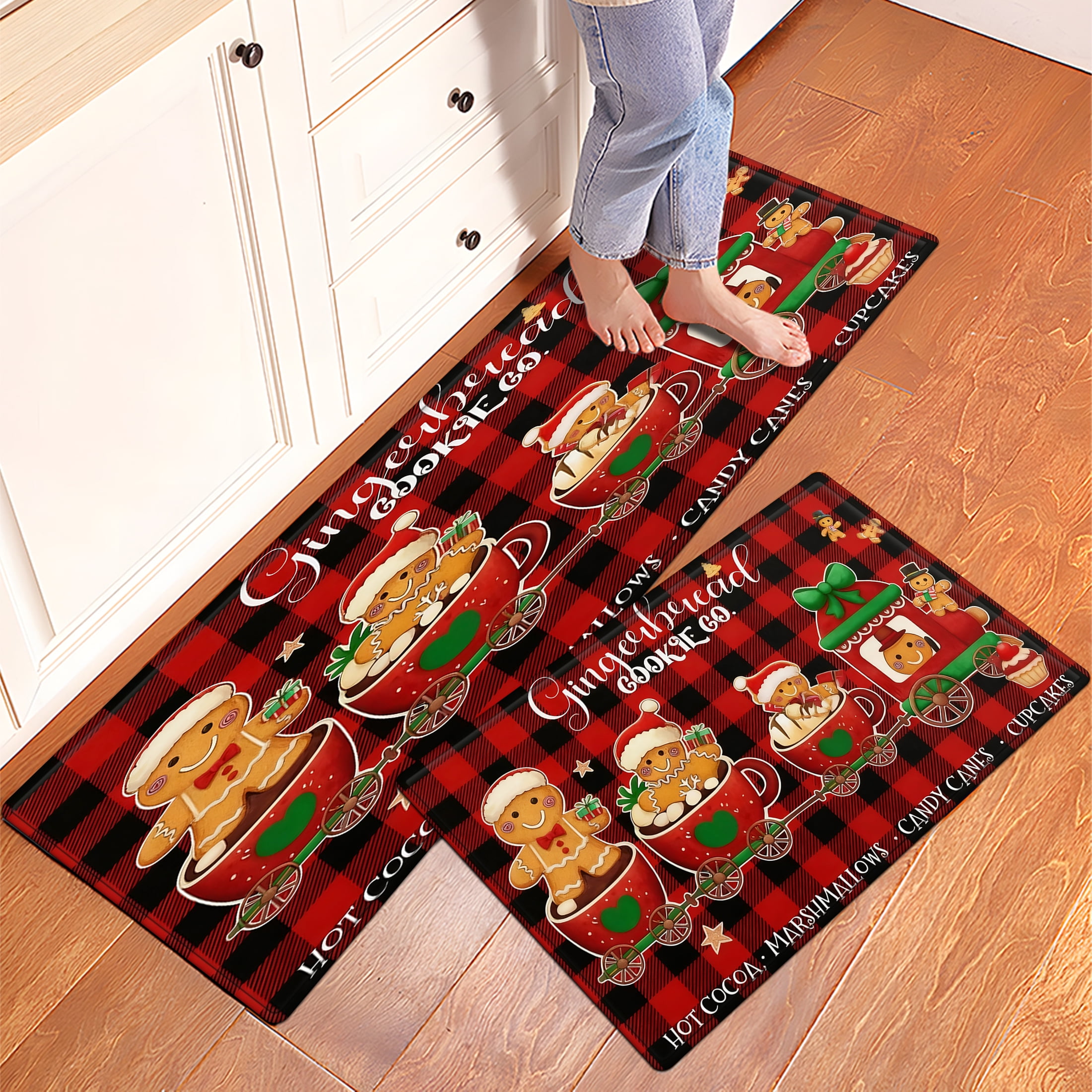 YIMEIS The Christmas Gingerbread Man Kitchen Decor Set of 2 Christmas ...
