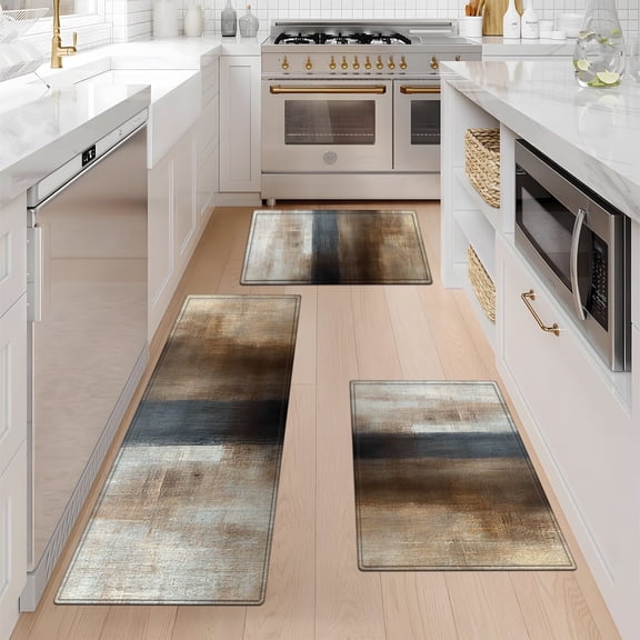 YIMEIS Christmas Snowy Night Fall Kitchen Mats Set of 3,Xmas Winter Seasonal Farmhouse Home Seasonal Decorations Rugs for Floor - 16''*24'' and 20''*30'' and 17''*47'' in