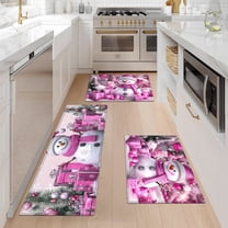 YIMEIS Christmas decoration Kitchen rugs Washable flannel Printed Area Rug and Mats DoorMats, bath mat,-Christmas Snowman-Pink 15.7'' x 23.6'' 19.7'' x 31.5'' 17.7'' x 47.2''