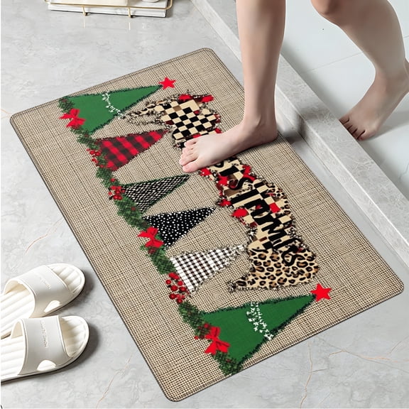 YIMEIS Christmas tree Machine Washable Non-Slip Rubberback Indoor Runner Rug/Area Rug for Kitchen, Hallway, Kitchen, Entryway, Bathroom, 1 Piece - 16''*24''