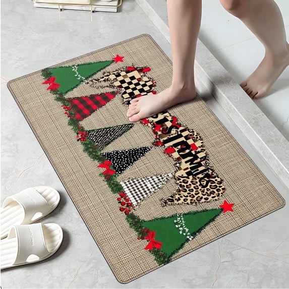 YIMEIS Christmas tree Machine Washable Non-Slip Rubberback Indoor Runner Rug/Area Rug for Kitchen, Hallway, Kitchen, Entryway, Bathroom, 1 Piece - 16''*24''