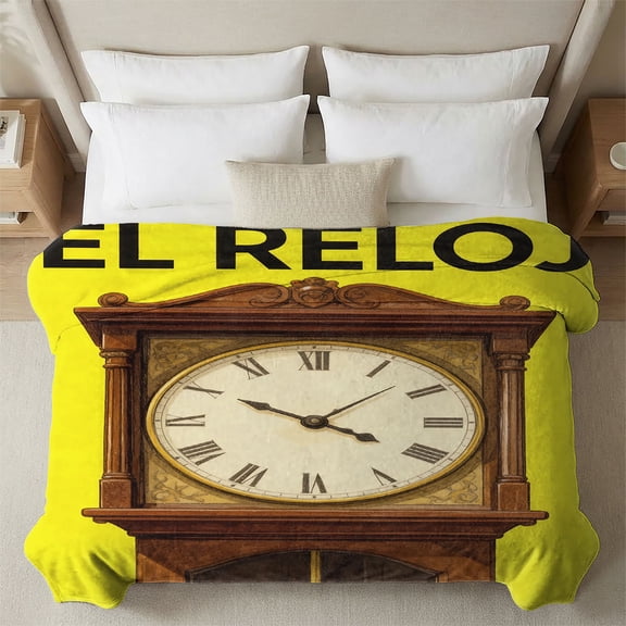 YIMEIS Clock Flannel Blanket,60*80 inch Available, Skin-Friendly & Warm, Multi-Scene Use, for Home Office Car Nap