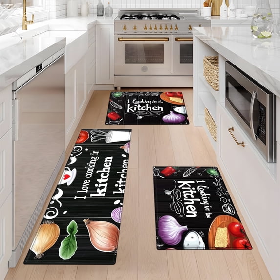 YIMEIS Cooking Kitchen Happy Holidays Kitchen Mat Rug Set - Perfect for Kitchen Counter, 16''*24''/20''*32''/47''*18'', Functional for Decoration