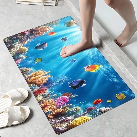 YIMEIS Coral reef fish in the underwater world Fall Kitchen Mats,Xmas Winter Seasonal Farmhouse Home Seasonal Decorations Rugs for Floor - 16''*24'' in