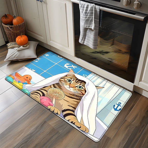 YIMEIS Cute Cat Soft Flannel Non-Slip Mat 23.6''*35.4'', Area Rug, Anti-Skid Mat by Living Room Coffee Table
