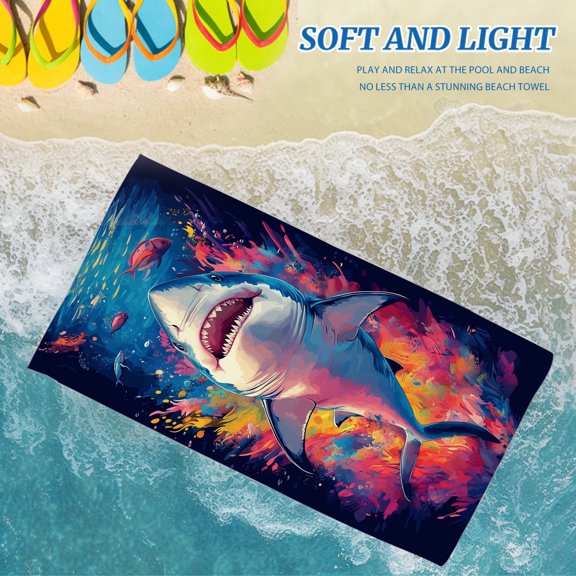 YIMEIS Deep-sea shark majesty 30×60in Microfiber beach towels Absorbent Soft for Beach Pool